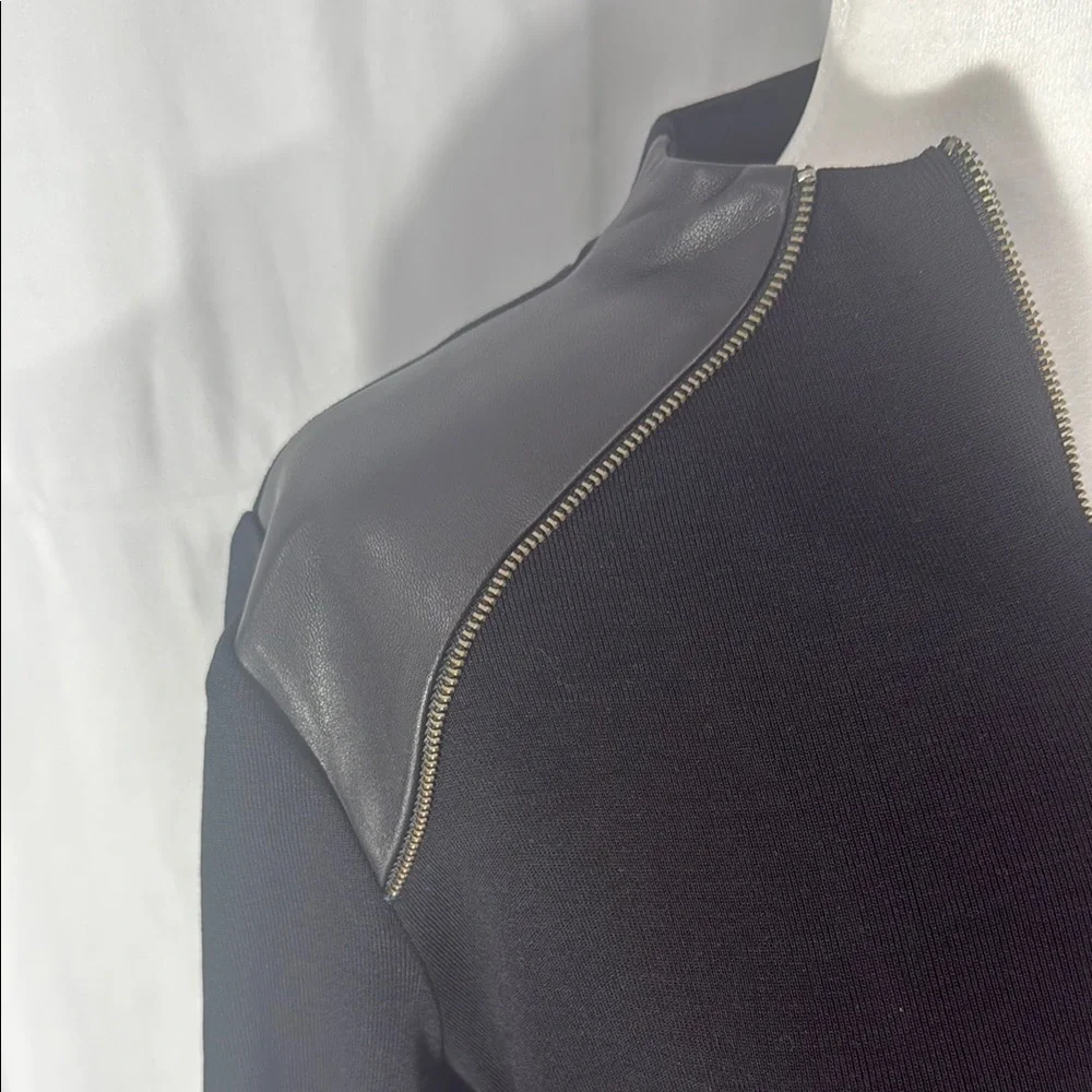 MISOOK BLACK SHIFT DRESS LEATHER TRIM ZIPPER PM NWT - Picture 7 of 11